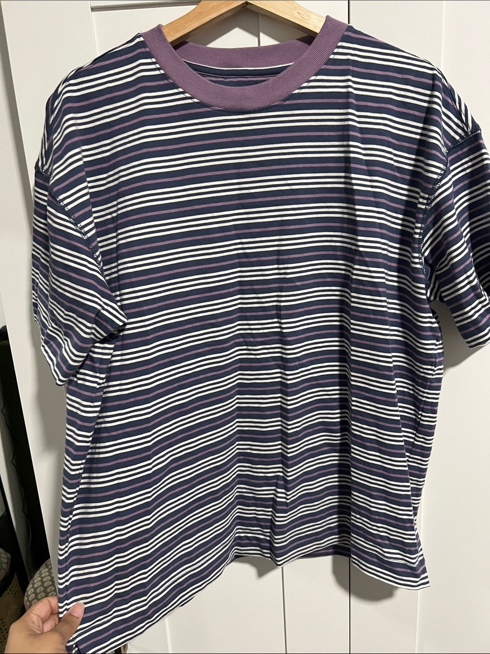 GAP Striped Blue, White and Purple Short Sleeve Tee